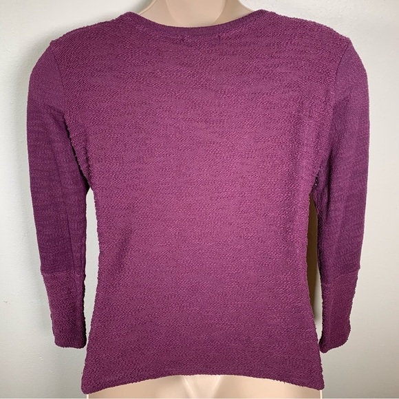 Large Laila Jayde Purple Burgundy Long Sleeve Sweater Pullover Stretch 12 14 - Picture 6 of 6